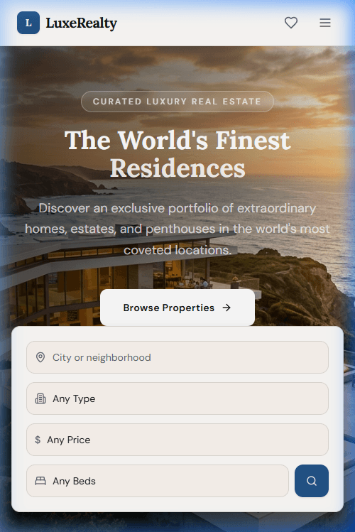 LuxeRealty – Premium Real Estate & Modern Architecture